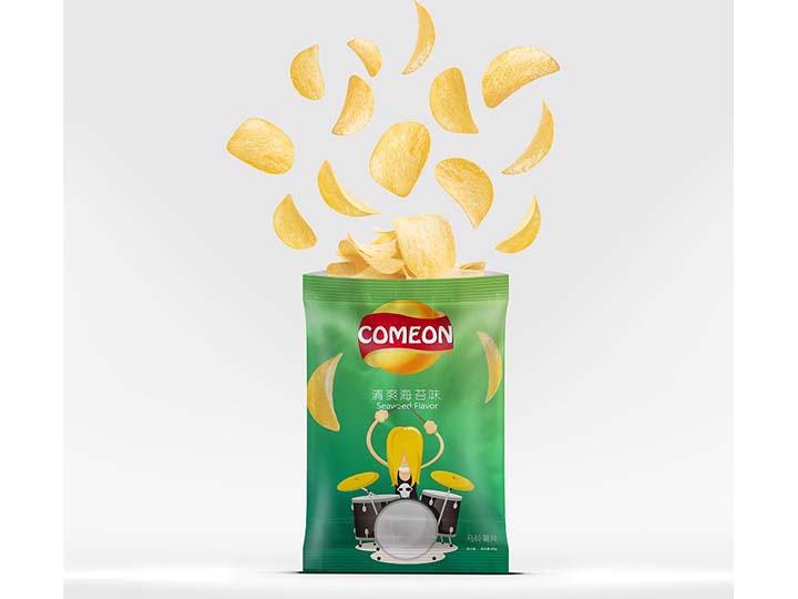 Potato chips produced by the potato chips manufacturing process line